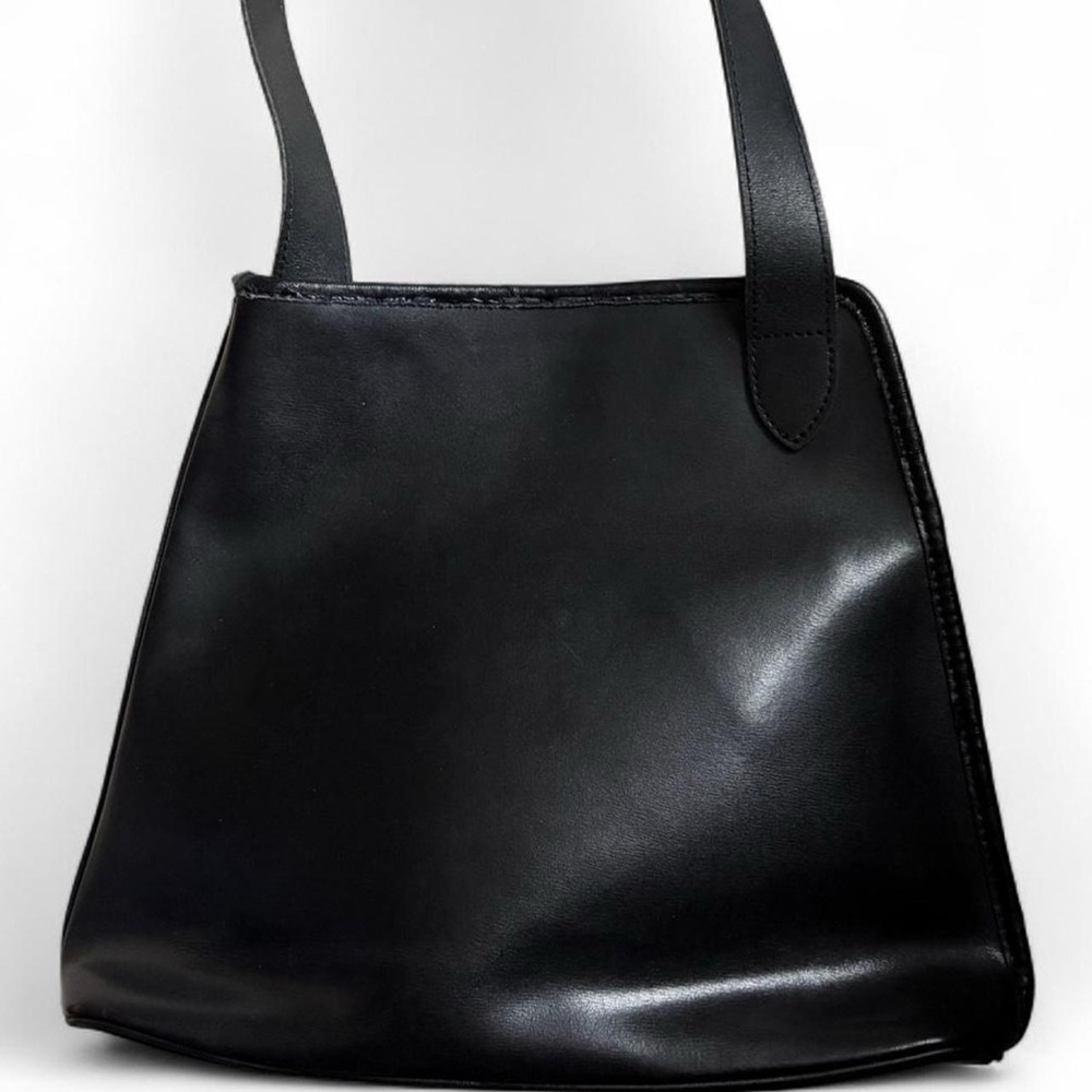 Vintage Leather Longchamp Bag Roseau bamboo toggle zipper shoulder / crossbody - Picture 2 of 8